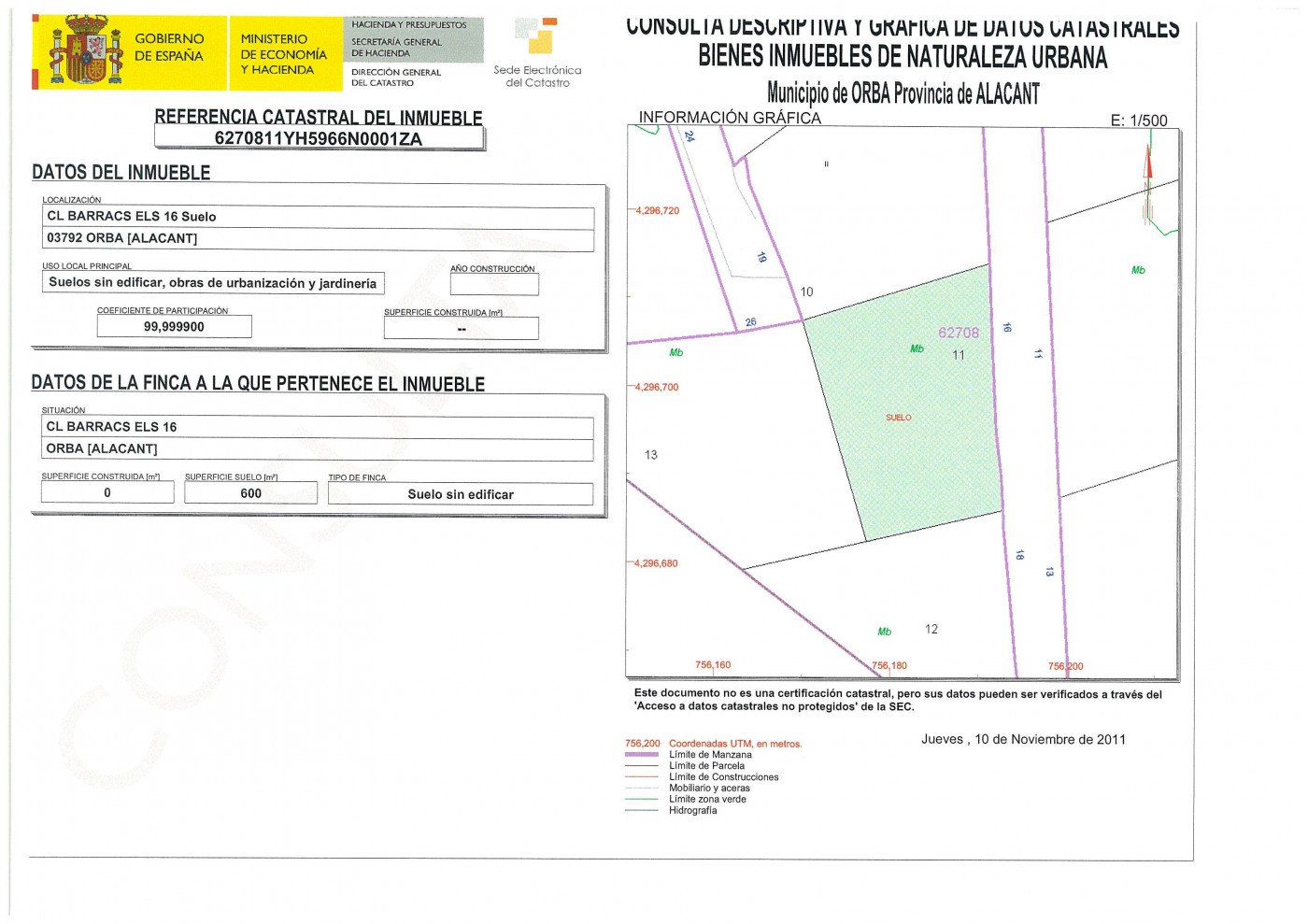 Building plot, Orba, Alicante, Comunidad Valenciana, Spain